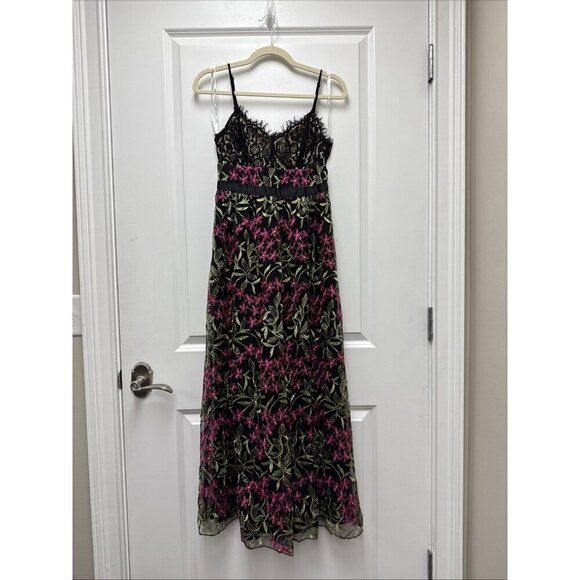 Lulus Size Small Divine Delight Black Floral Embroidered Maxi Cocktail Dress New - Picture 4 of 9
